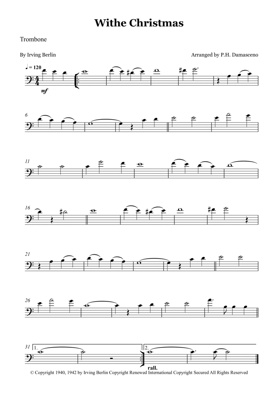White Christmas Trombone Solo scores gallery preview page 1