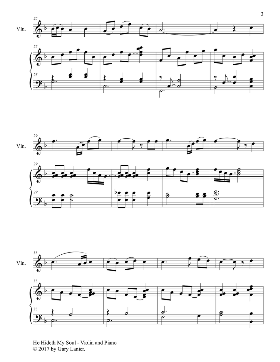 HE HIDETH MY SOUL (Duet - Violin & Piano with Score/Part) Violin Solo scores gallery preview page 4