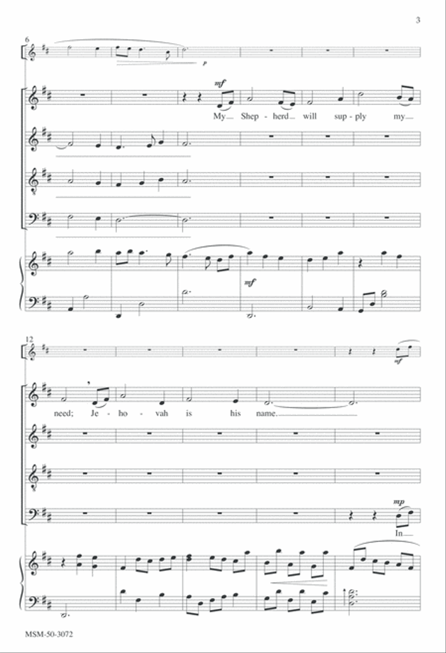 My Shepherd Will Supply My Need 4-Part scores gallery preview page 3