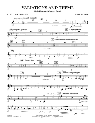 Variations And Theme (for Flute Solo And Band) - Eb Contra Alto Clarinet