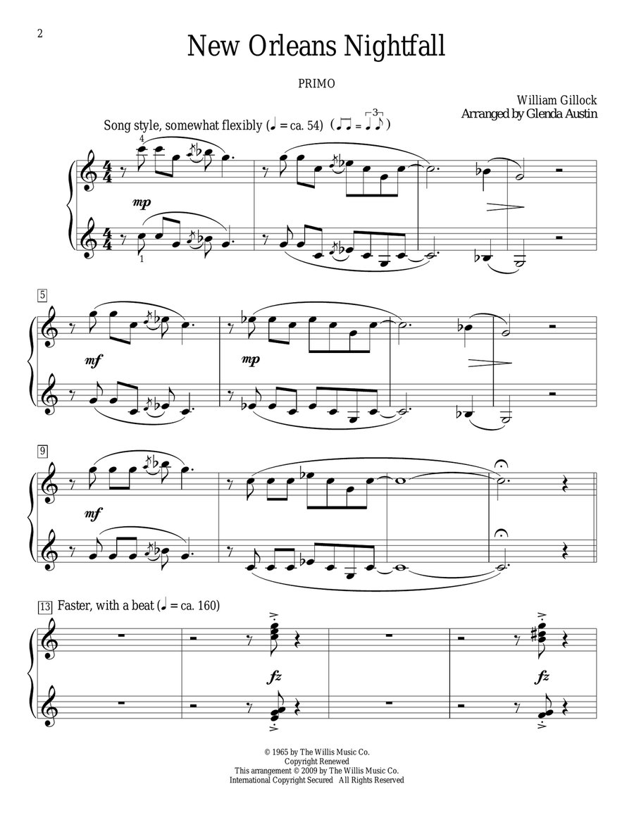 New Orleans Nightfall Piano Duet scores gallery preview page 2