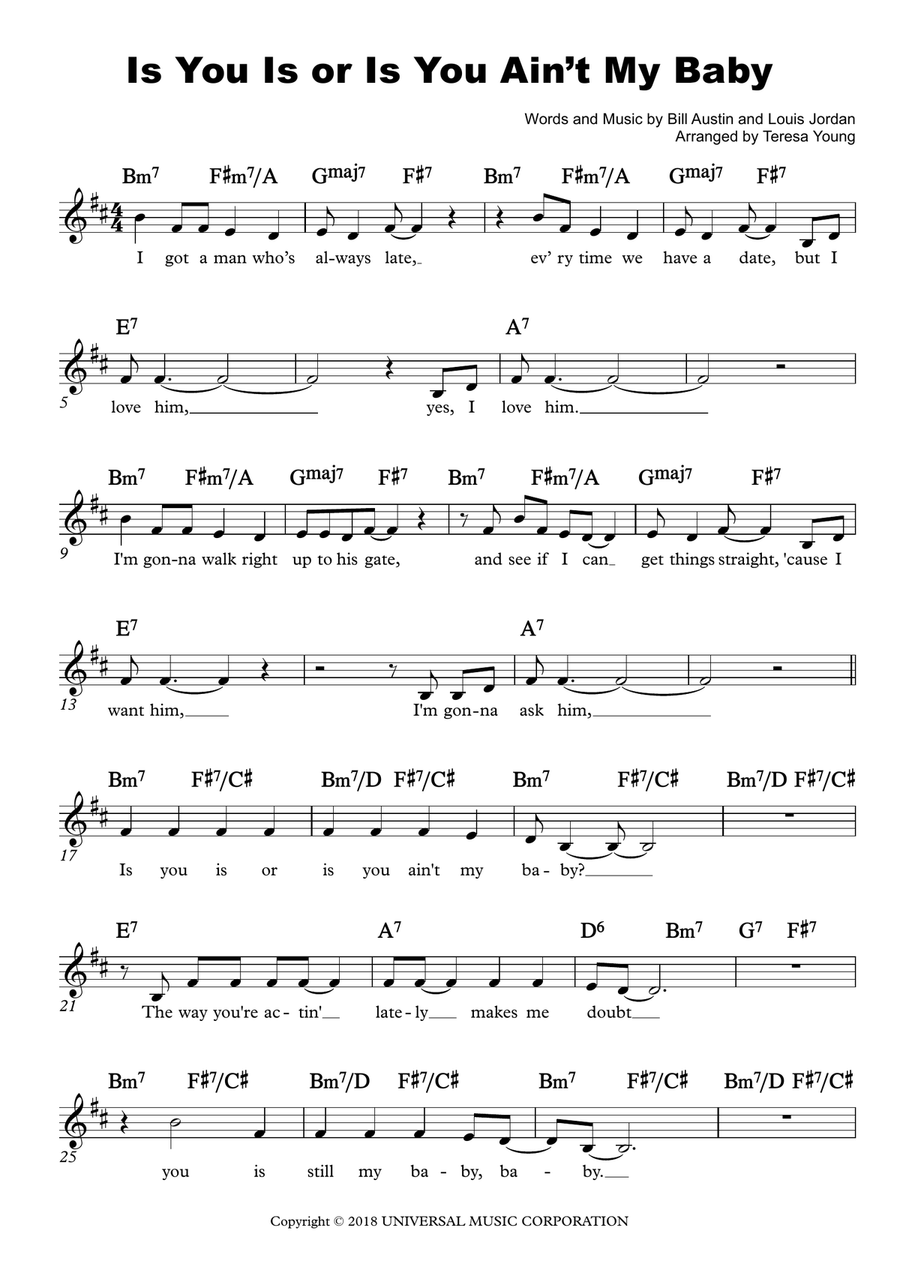 Is You Is, Or Is You Ain't My Baby Piano scores gallery preview page 1