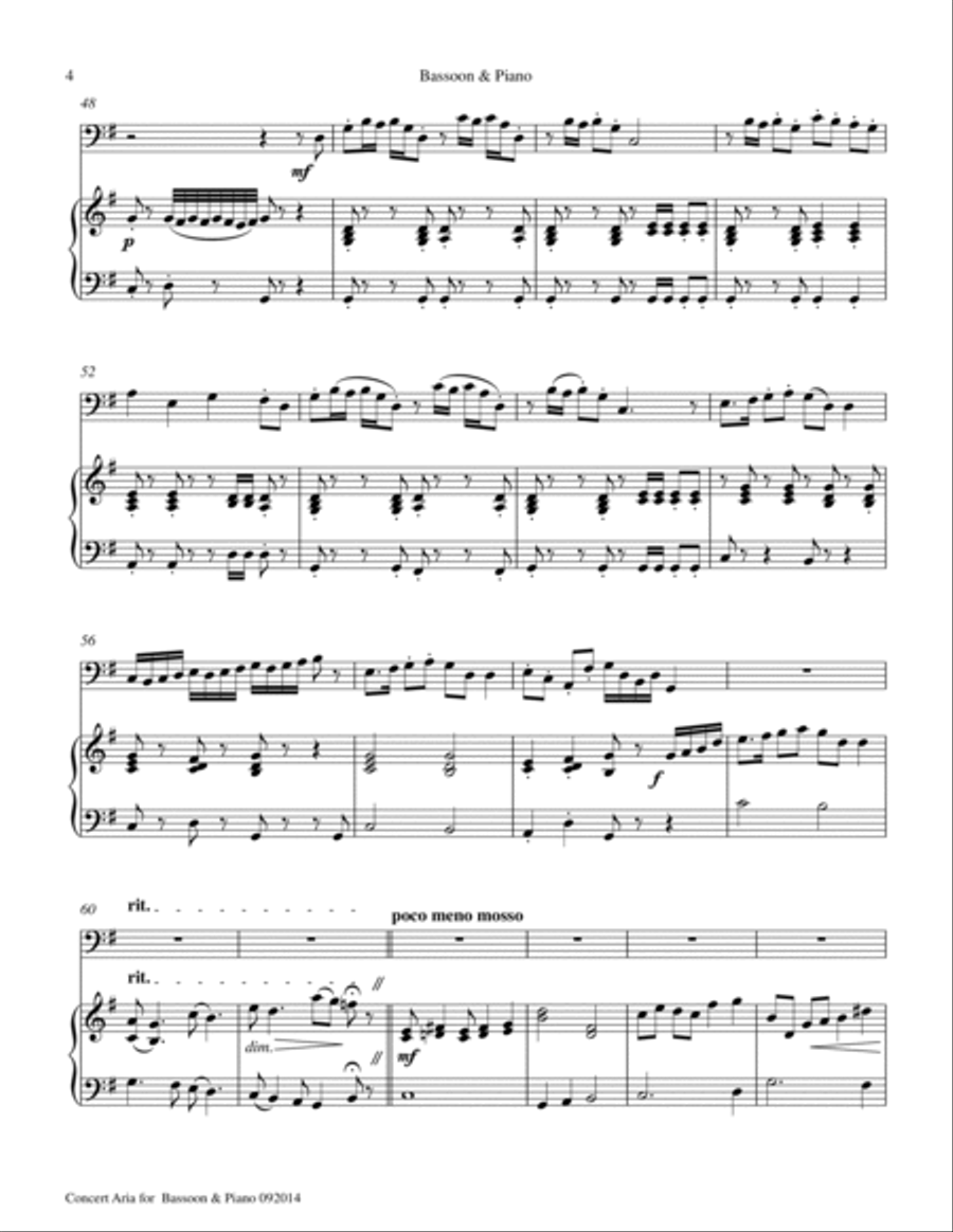 Concert Aria for Bassoon & Piano Woodwind Duet scores gallery preview page 4