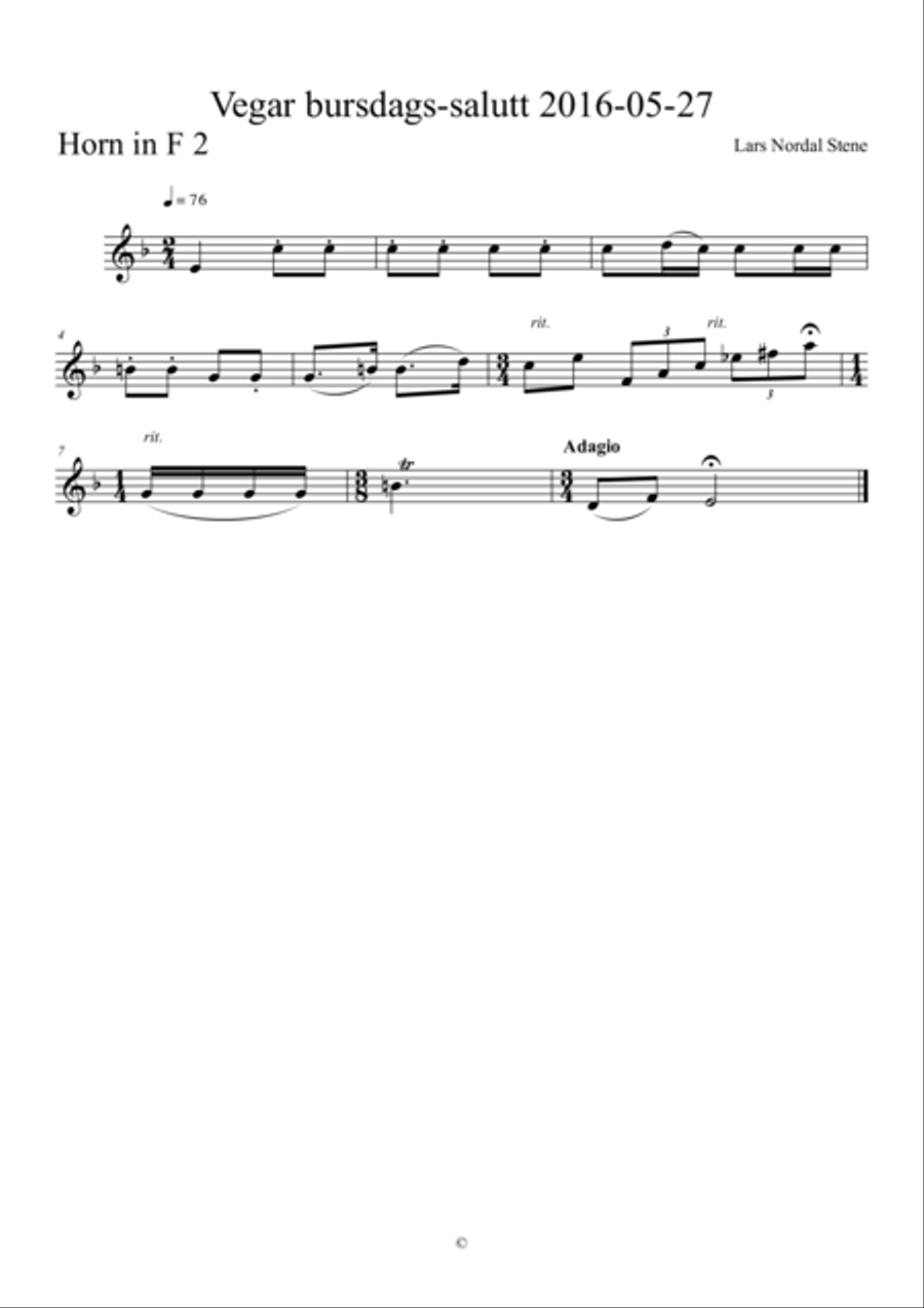 4 horns, joyful salute (18 seconds) Brass Ensemble scores gallery preview page 3