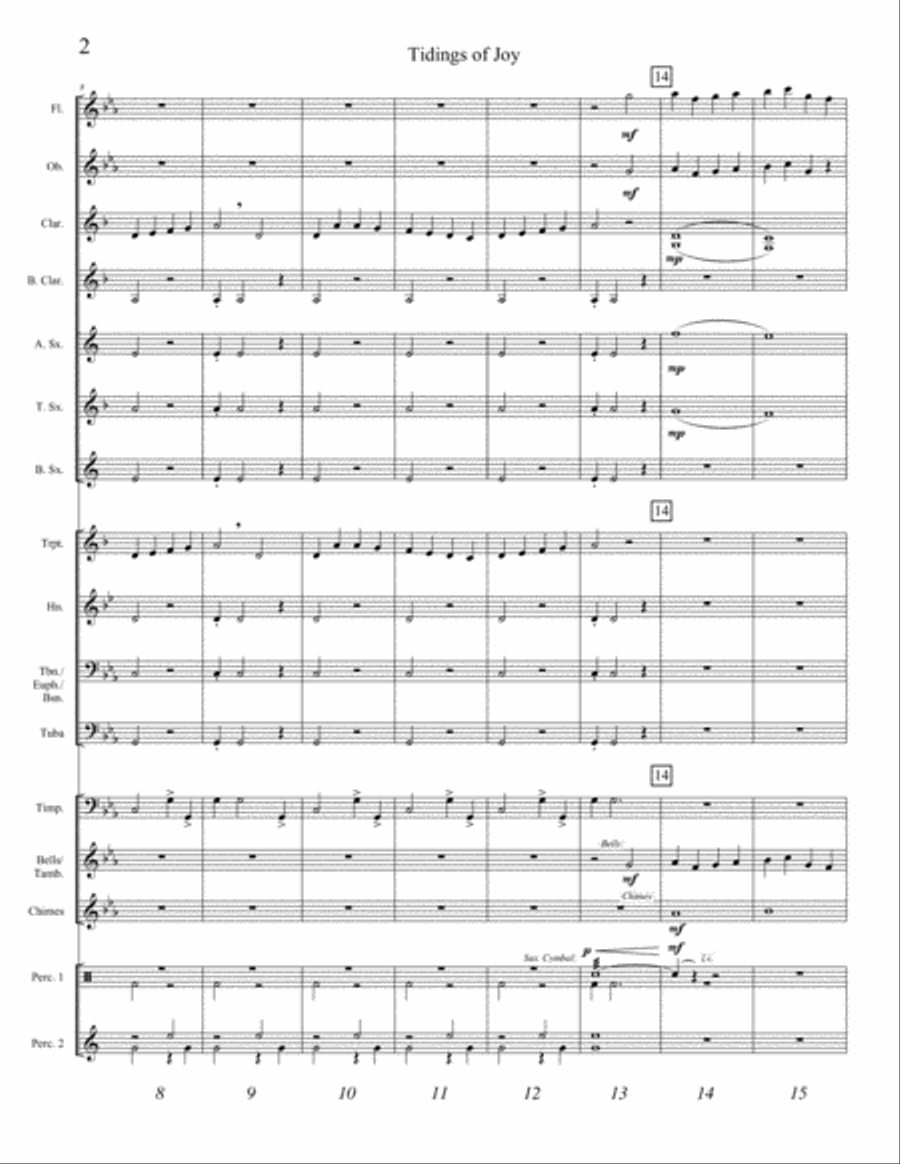 TIDINGS OF JOY (young concert band - Easy - score, parts, & license to copy) image number null