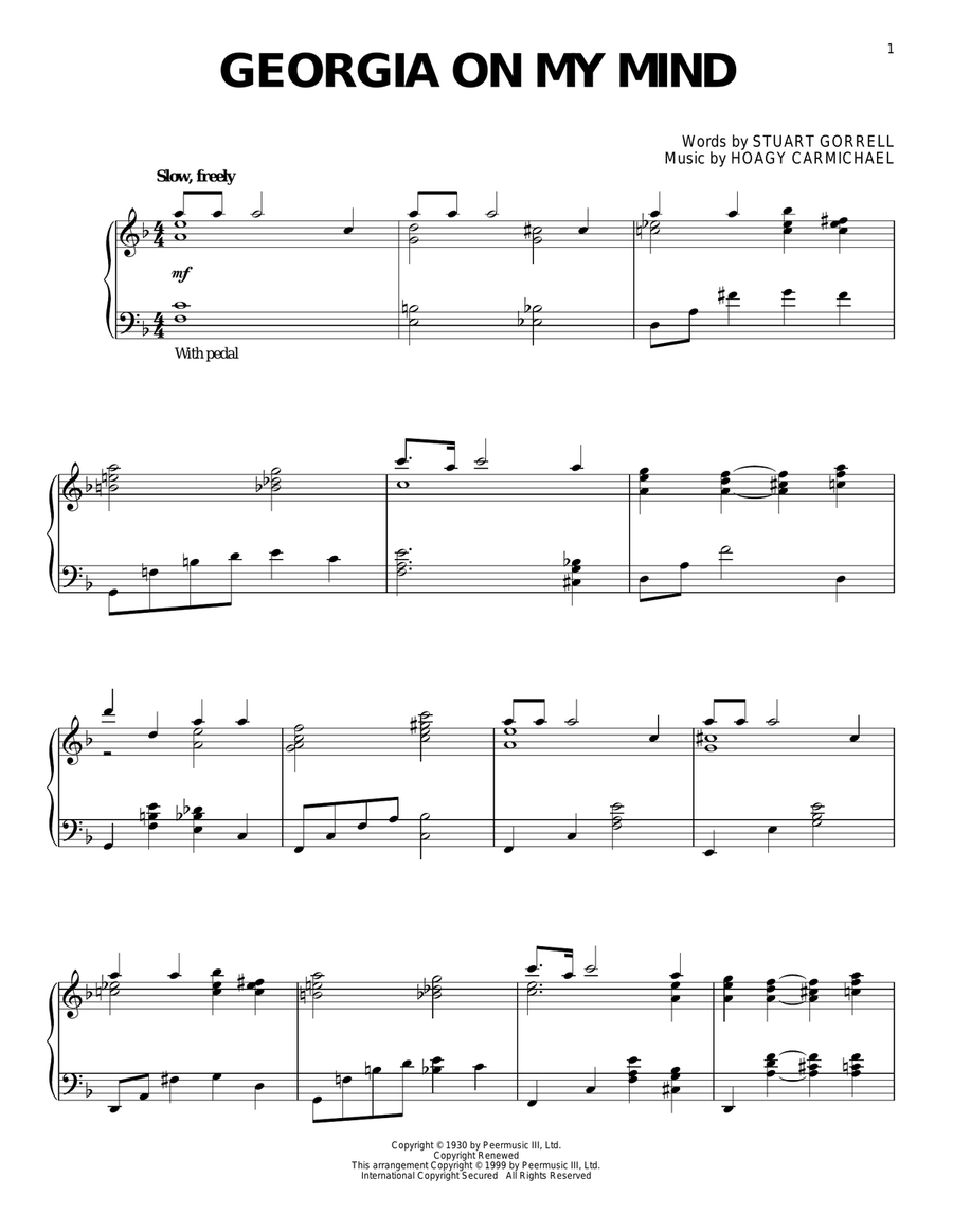 Georgia On My Mind Piano Solo scores gallery preview page 1