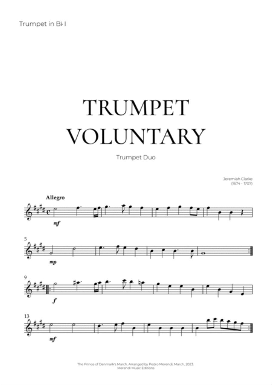 Trumpet Voluntary (Trumpet Duo) - Jeremiah Clarke Trumpet Voluntary (Trumpet Duo) - Jeremiah Clarke Trumpet Duet scores gallery preview page 4