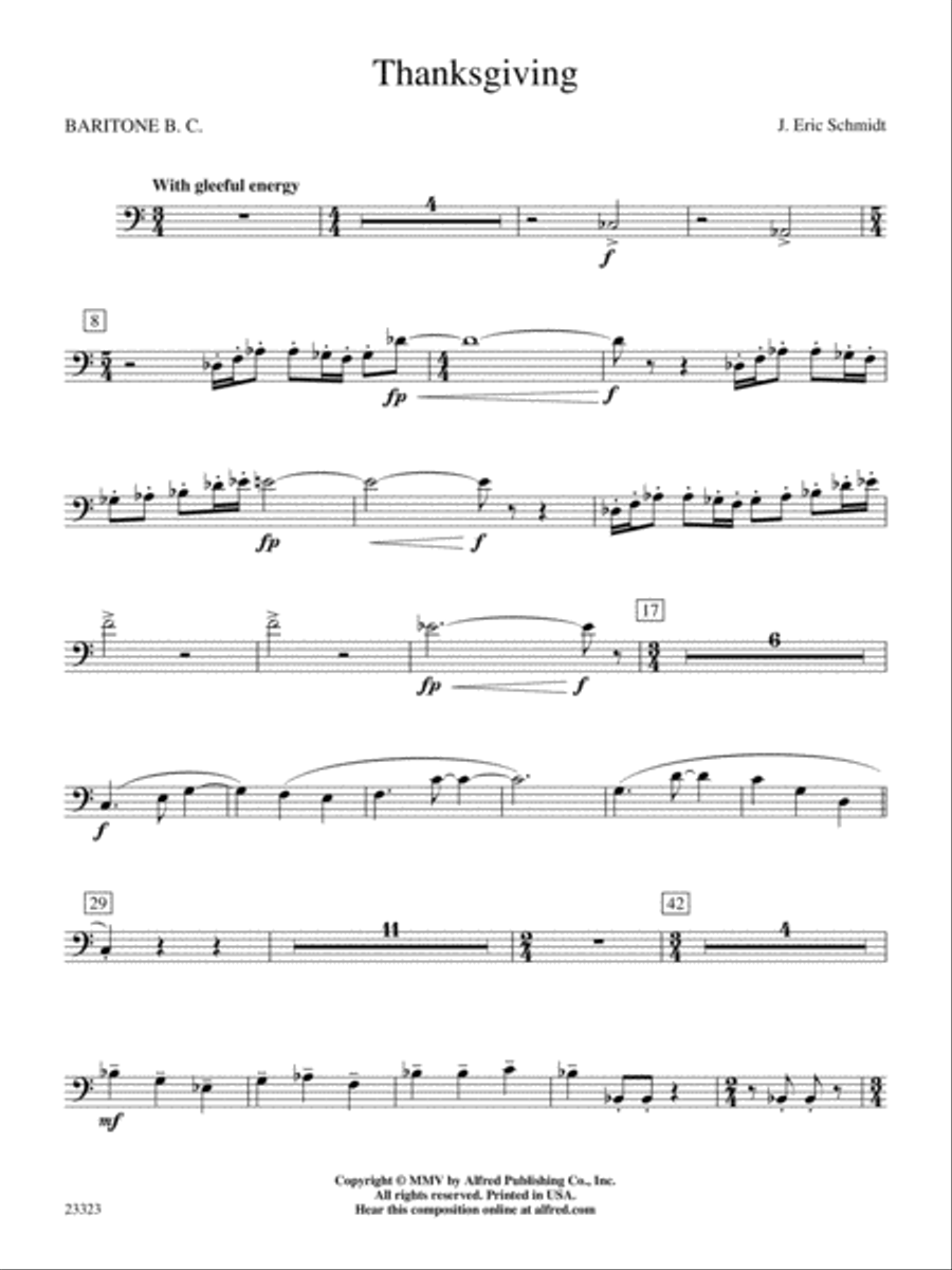 Thanksgiving: Baritone B.C. Concert Band scores gallery preview page 1
