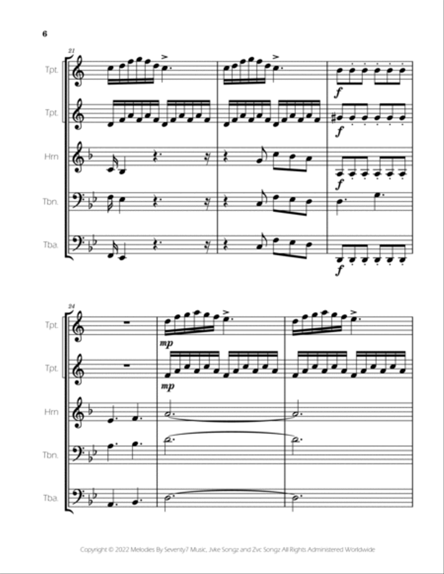 Golden Hour Brass Quintet scores gallery preview page 6