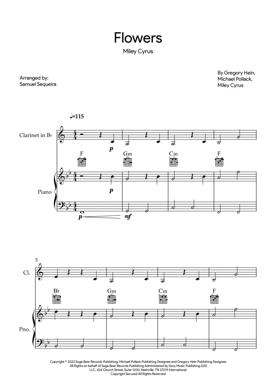 Flowers B-Flat Clarinet scores gallery preview page 1