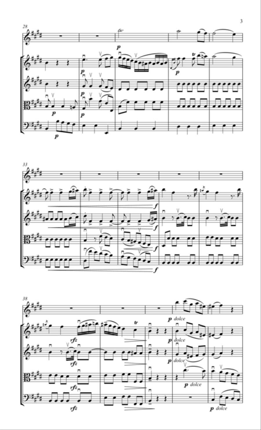 Quintet for flute & string quartet Chamber Orchestra scores gallery preview page 4