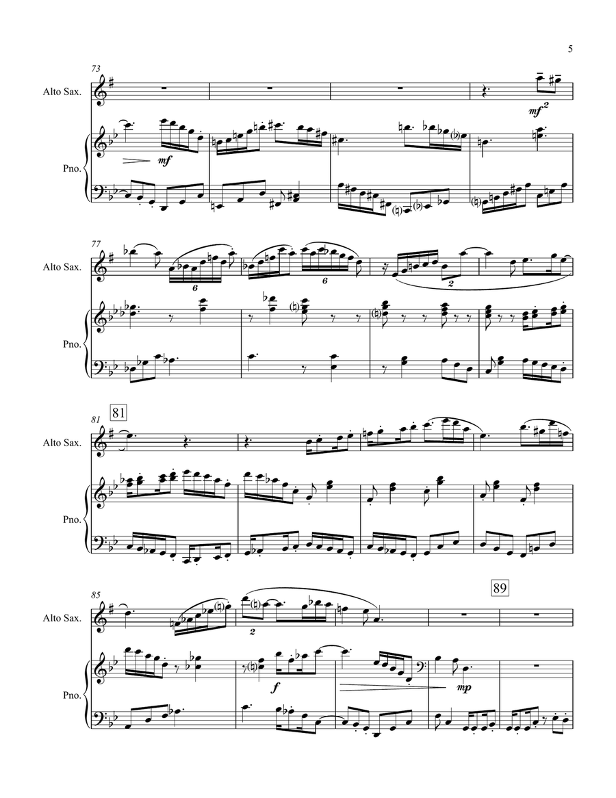 Rhapsody for Alto Saxophone and Piano Rhapsody for Alto Saxophone and Piano Alto Saxophone scores gallery preview page 5