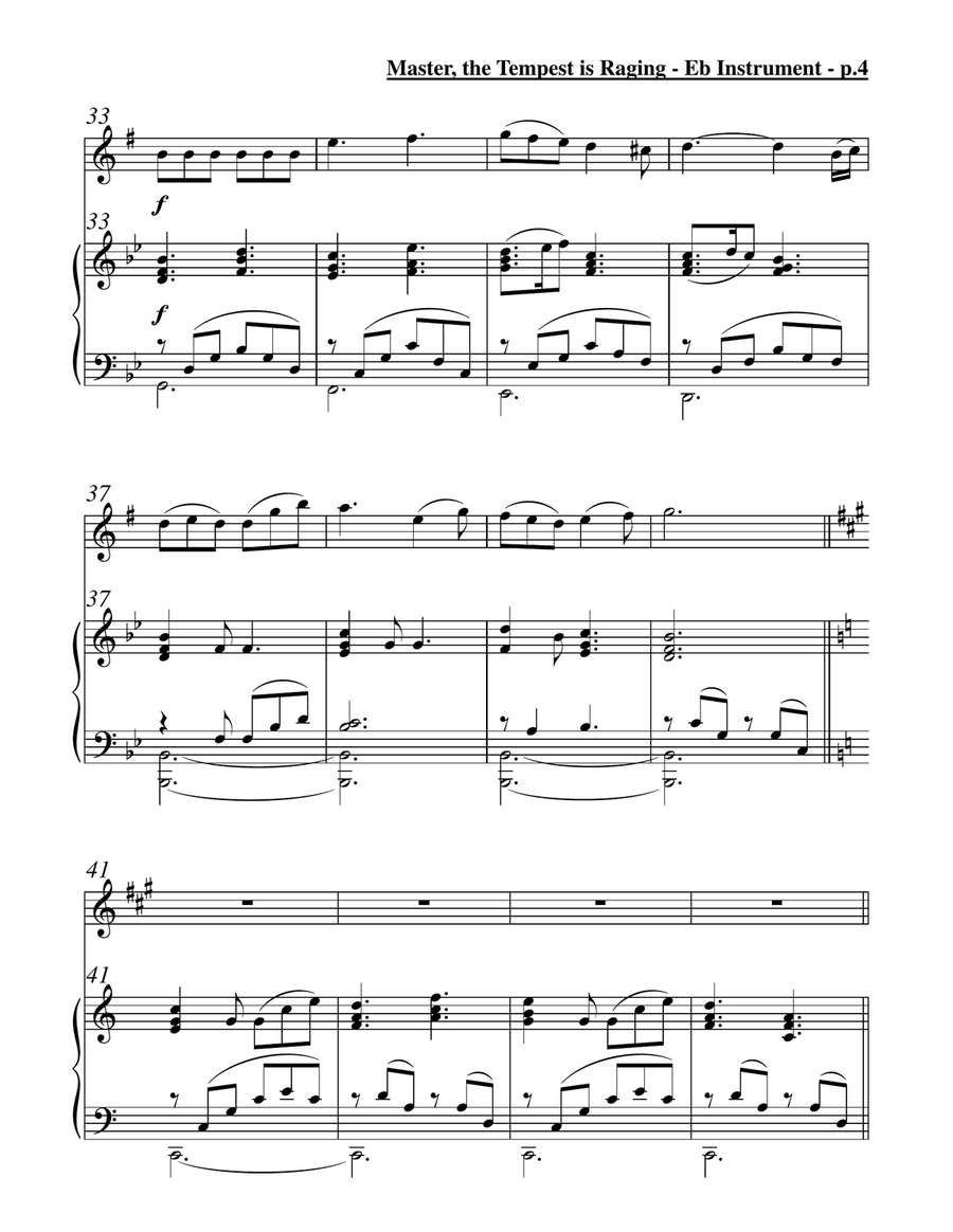 Master, the Tempest is Raging (Solo Alto Sax & Piano) Alto Saxophone scores gallery preview page 5