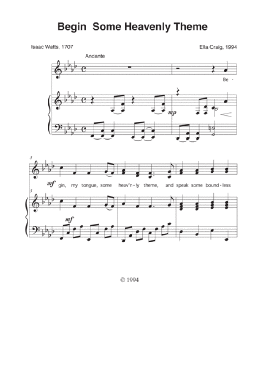 Begin Some Heavenly Theme 3-Part scores gallery preview page 1