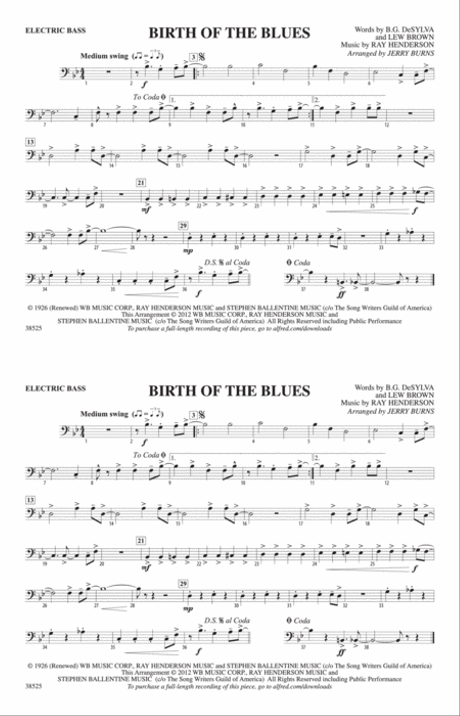 Birth of the Blues: Electric Bass Marching Band scores gallery preview page 1
