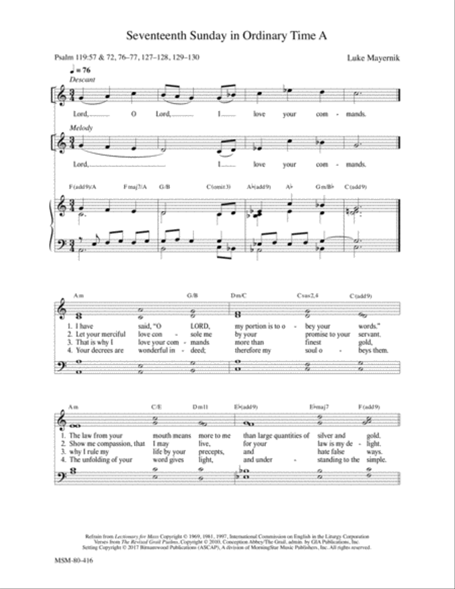 Seventeenth Sunday in Ordinary Time A 4-Part scores gallery preview page 1
