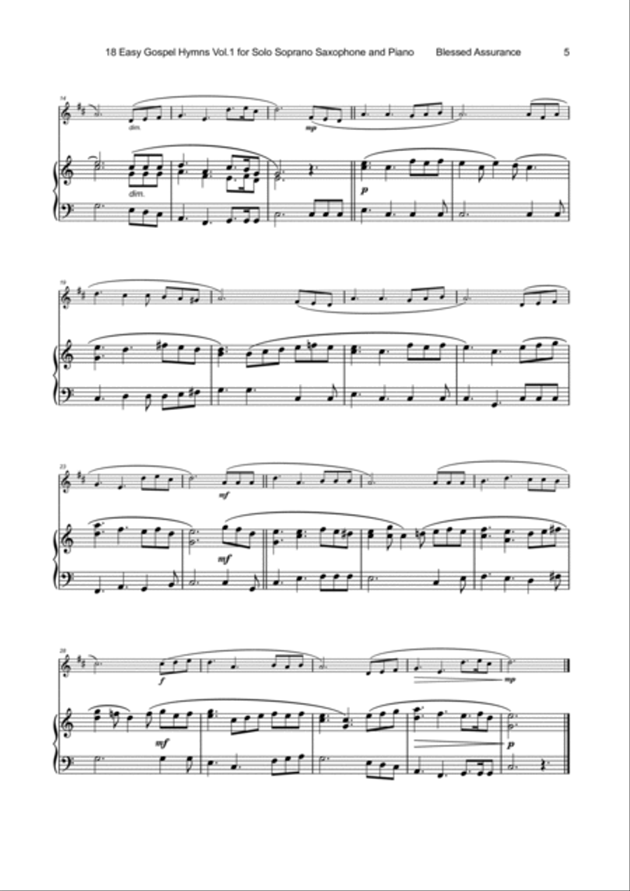 18 Gospel Hymns Vol.1 for Solo Soprano Saxophone and Piano Soprano Saxophone scores gallery preview page 6