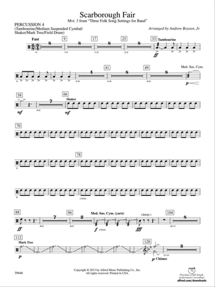 Scarborough Fair: 4th Percussion Concert Band scores gallery preview page 1