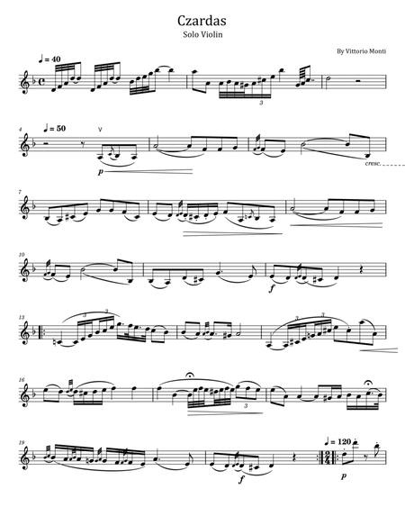 Vittorio Monti - Czardas - For Solo Violin image number null