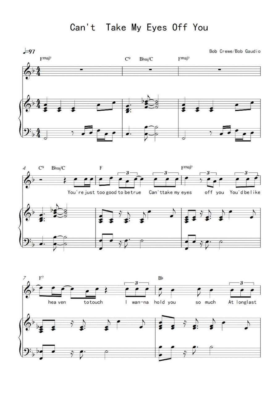 Can't Take My Eyes Off Of You Piano, Vocal scores gallery preview page 1
