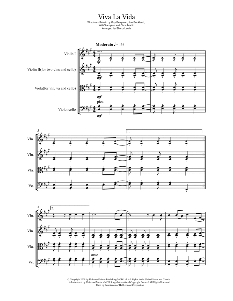 Viva La Vida String Trio scores gallery preview page 1