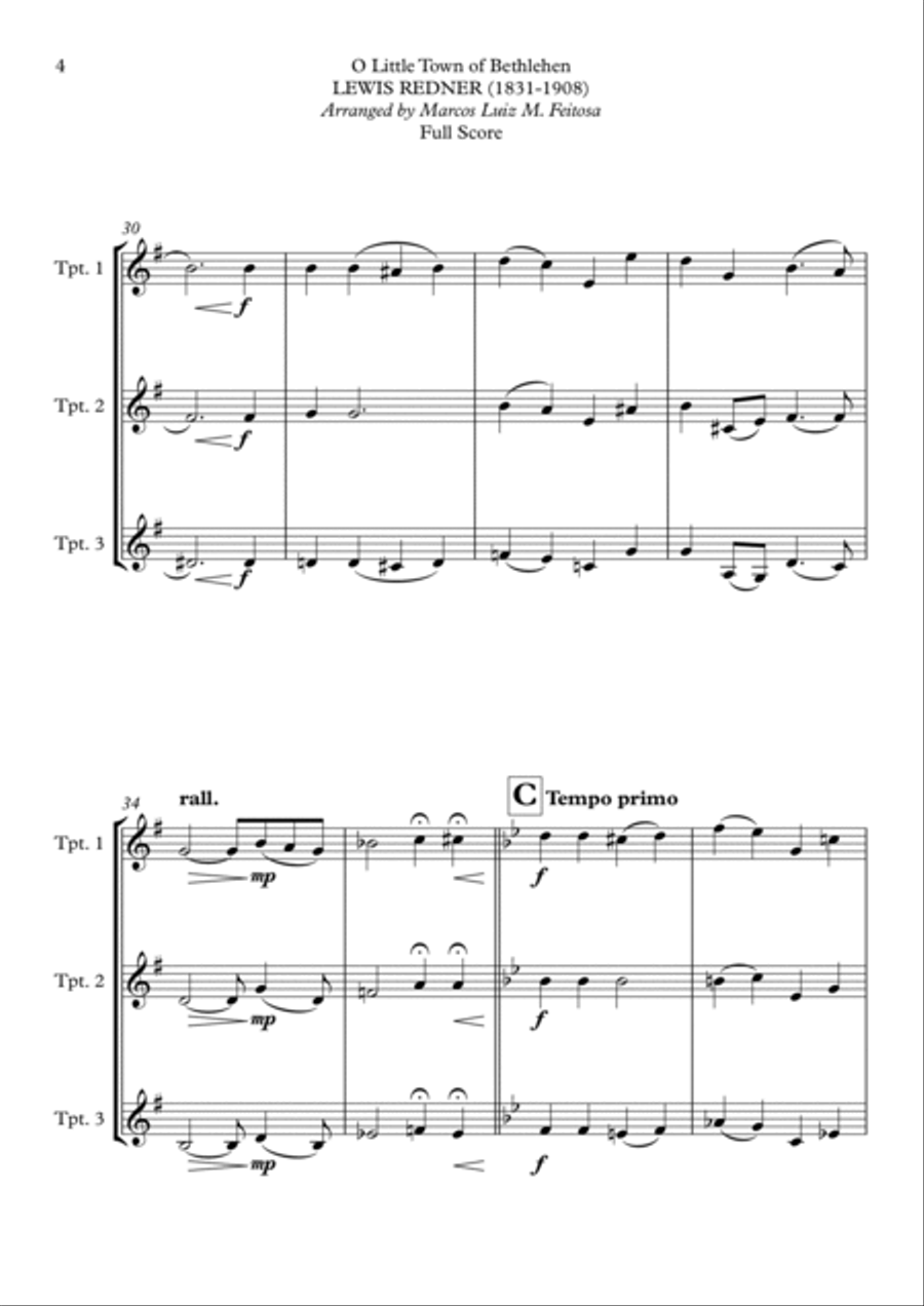 O Little Town of Bethlehem - Trumpet Trio Trumpet Trio scores gallery preview page 6