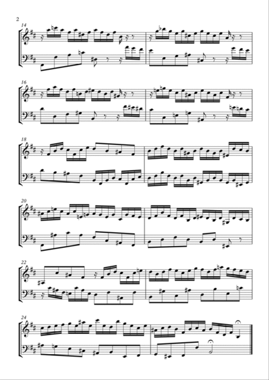 Invention No. 13 (BWV 784) by JS Bach - arranged for String Duet (Violin and Cello) String Duet scores gallery preview page 2