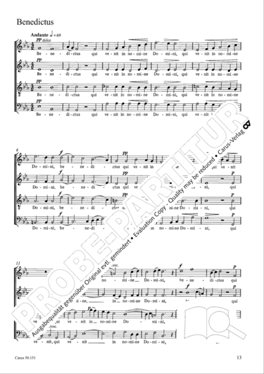 Missa St. Crucis in G 4-Part scores gallery preview page 14