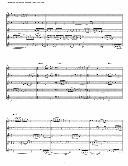 Prelude 05 from Well-Tempered Clavier, Book 2 (Clarinet Quintet) image number null