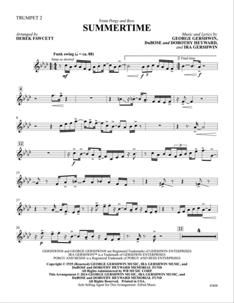 Summertime: Trumpet 2 Summertime: Trumpet 2 Trumpet scores gallery preview page 1