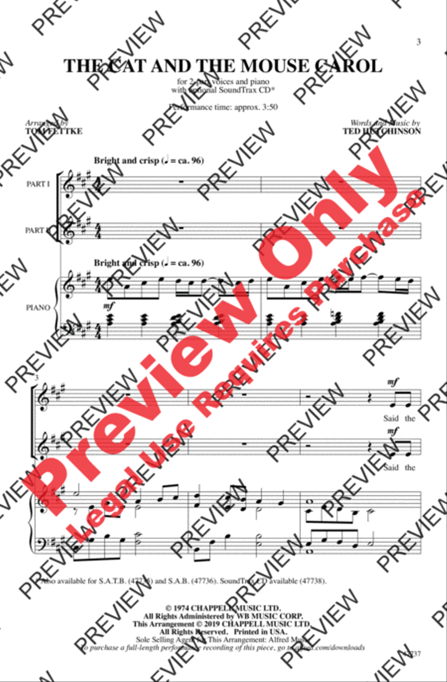 The Cat and the Mouse Carol 2-Part scores gallery preview page 2