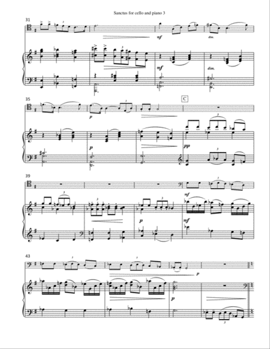 Sanctus (for cello and piano) Piano scores gallery preview page 4