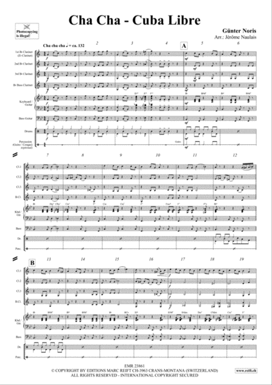 Cha Cha - Cuba Libre Clarinet Quartet scores gallery preview page 3