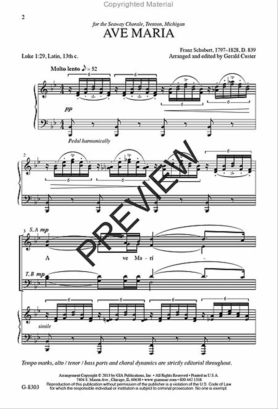 Ave Maria Ave Maria 4-Part scores gallery preview page 2