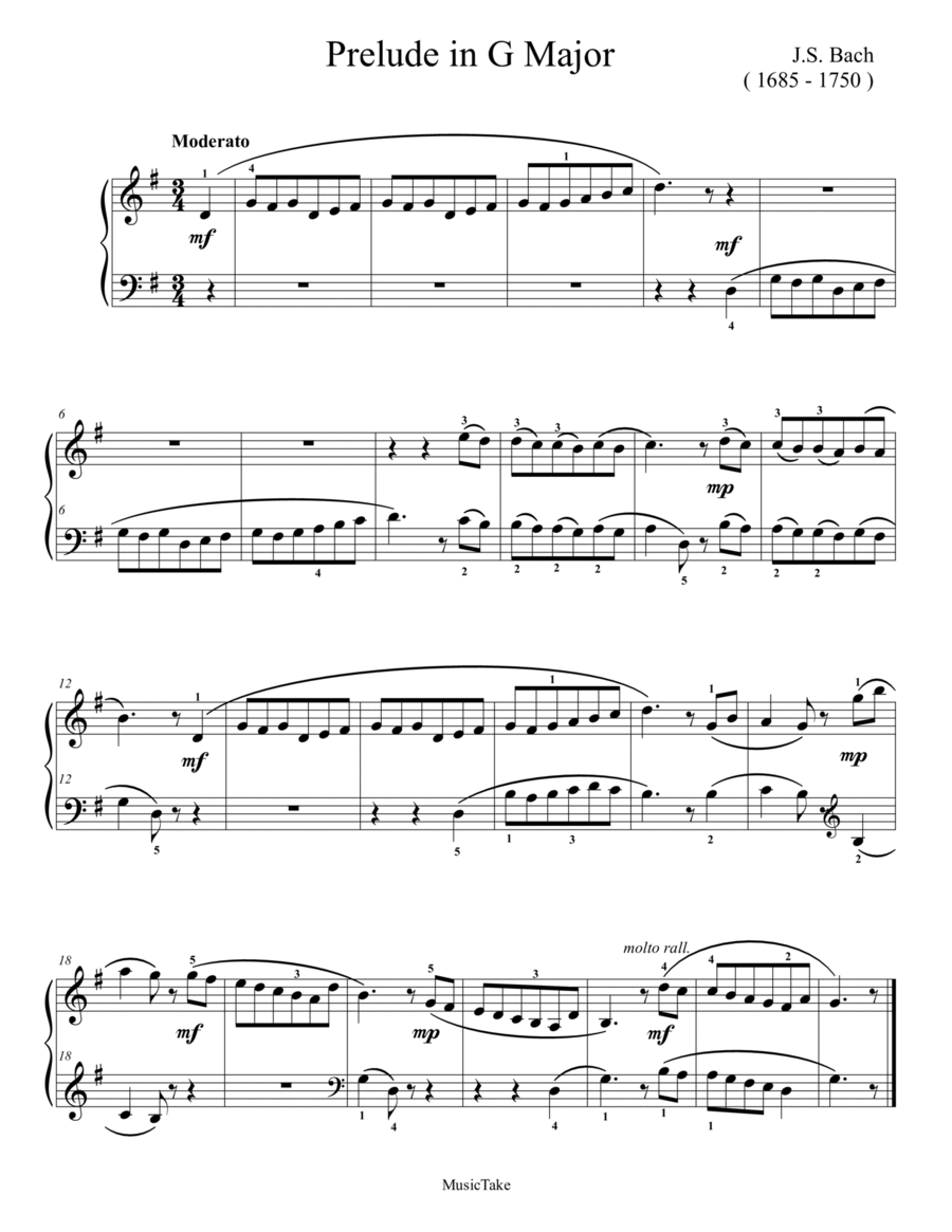 Bach Prelude in G Major image number null