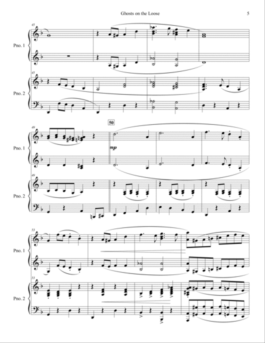Ghosts on the Loose - A Halloween Novelty - arranged for two pianos 2 Pianos, 4-Hands scores gallery preview page 6