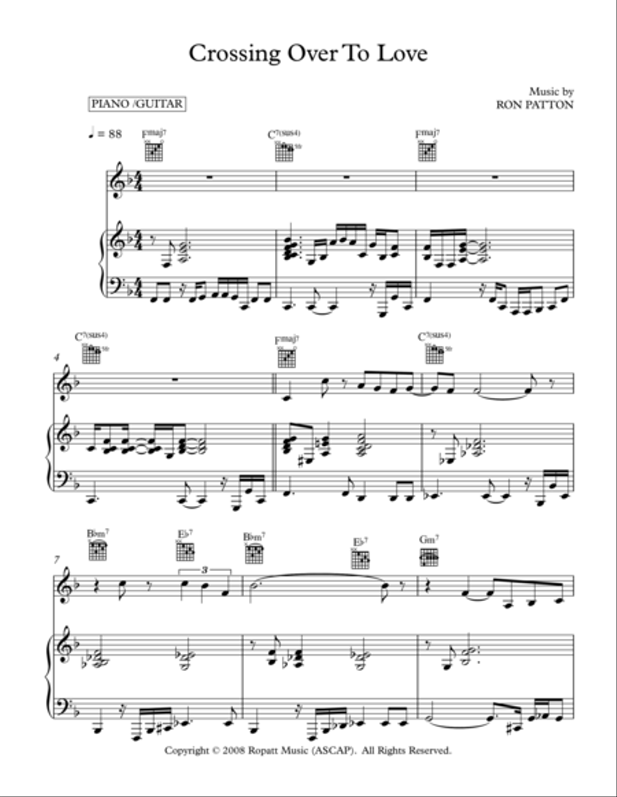 Crossing Over To Love Crossing Over To Love Piano Solo scores gallery preview page 1