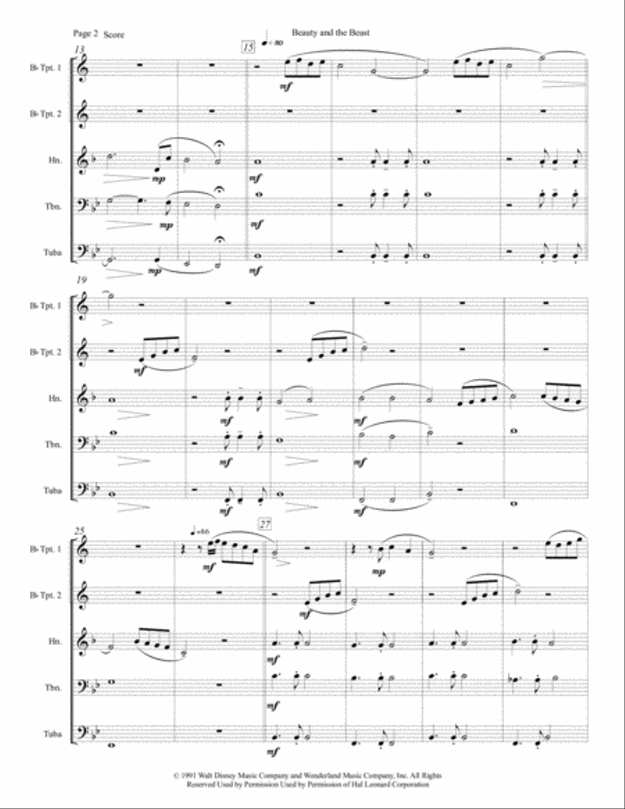 Beauty And The Beast Brass Ensemble scores gallery preview page 3