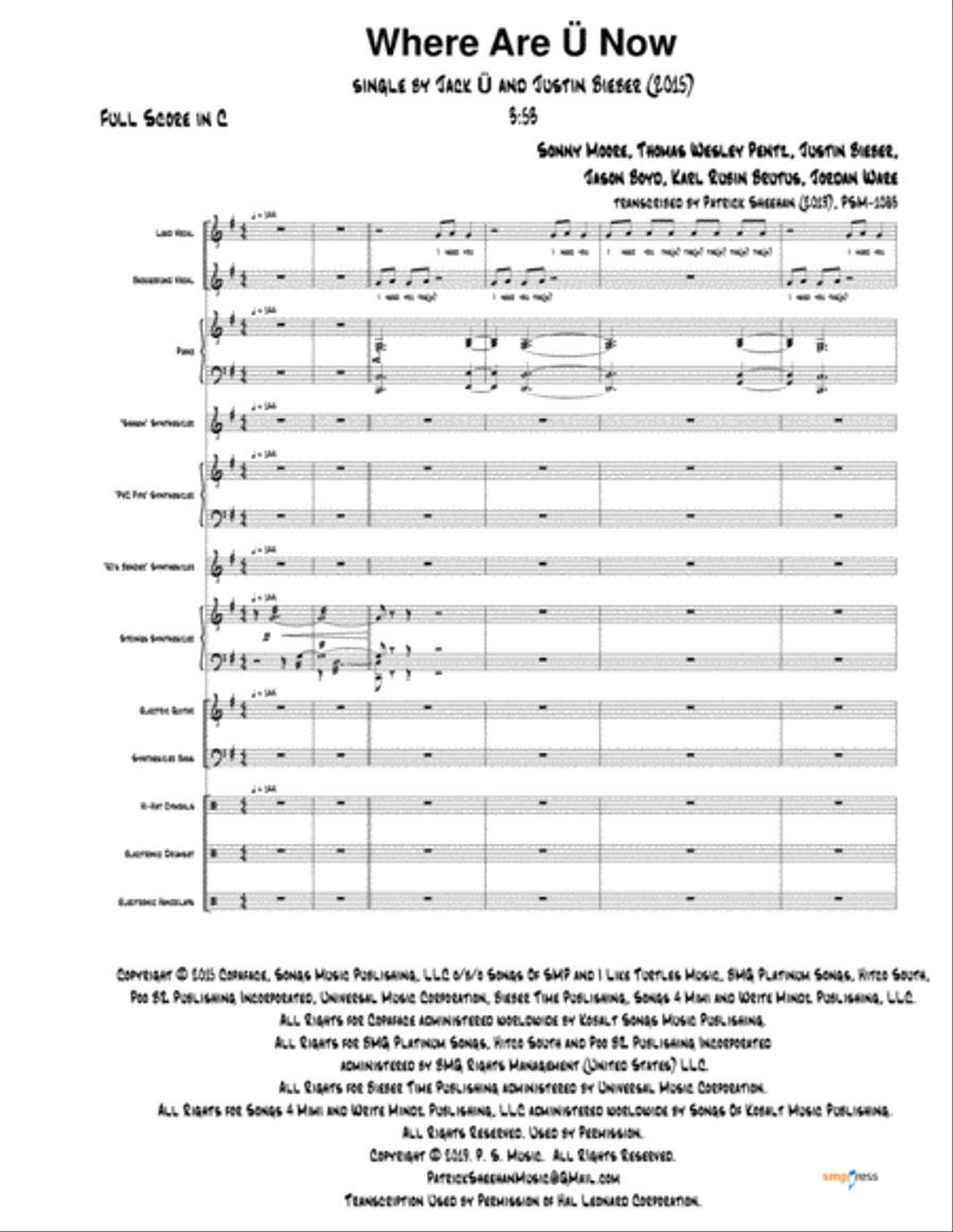 Where Are U Now Small Ensemble scores gallery preview page 1