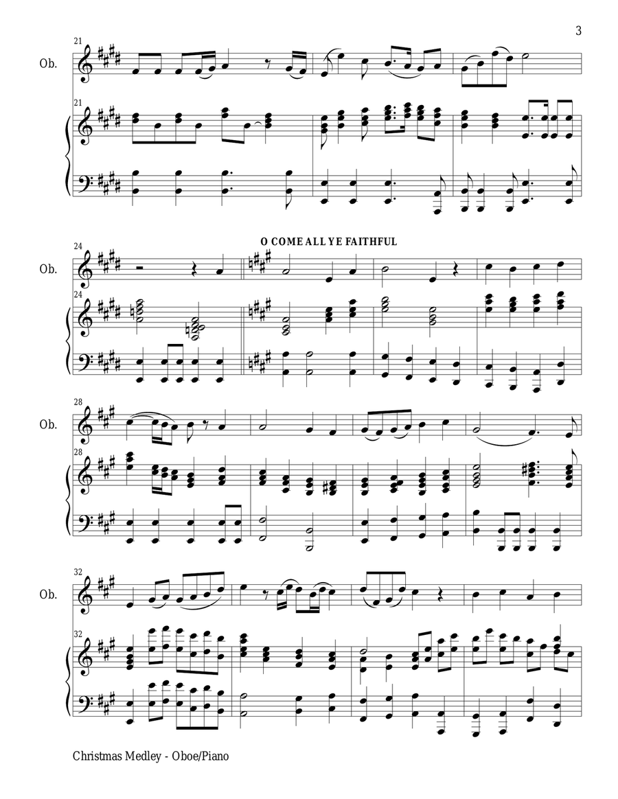 CHRISTMAS JOY MEDLEY (Oboe/Piano and Oboe Part) Piano scores gallery preview page 3