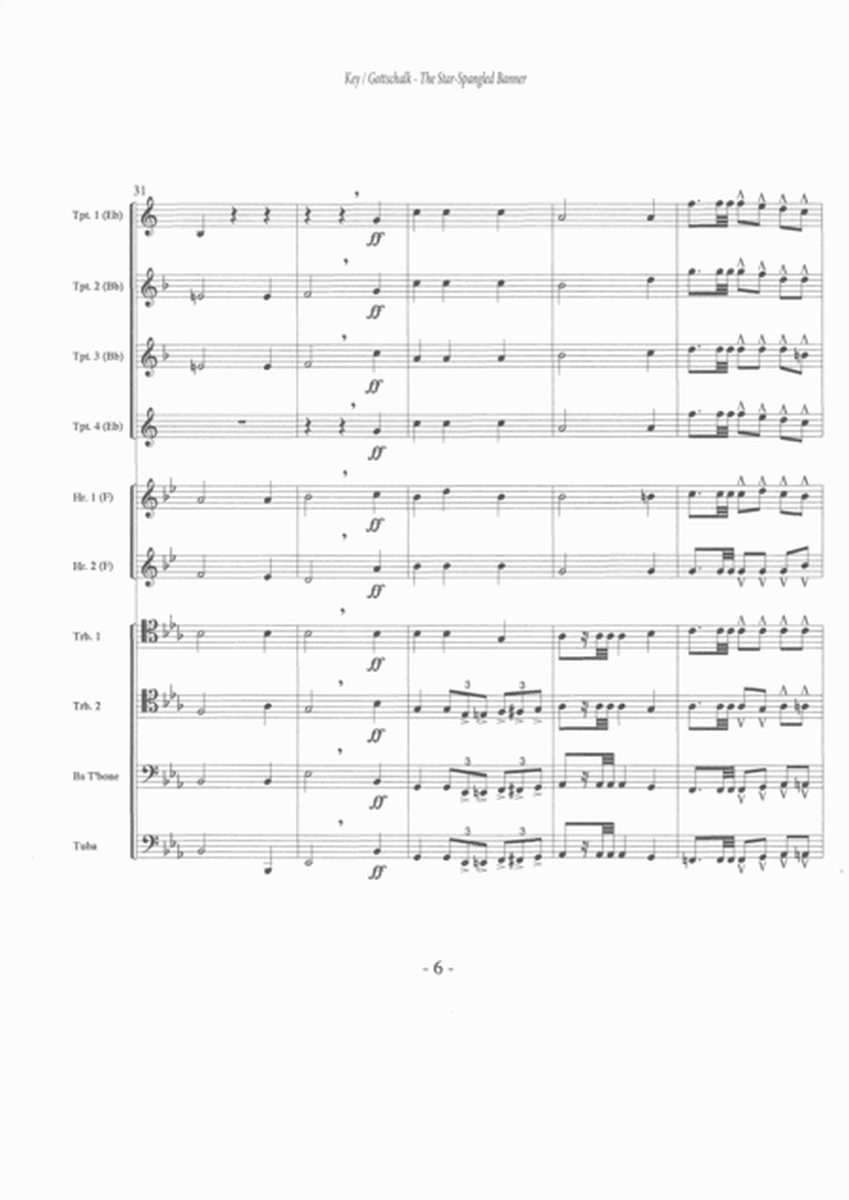 The Star-Spangled Banner for 10-part Brass Ensemble