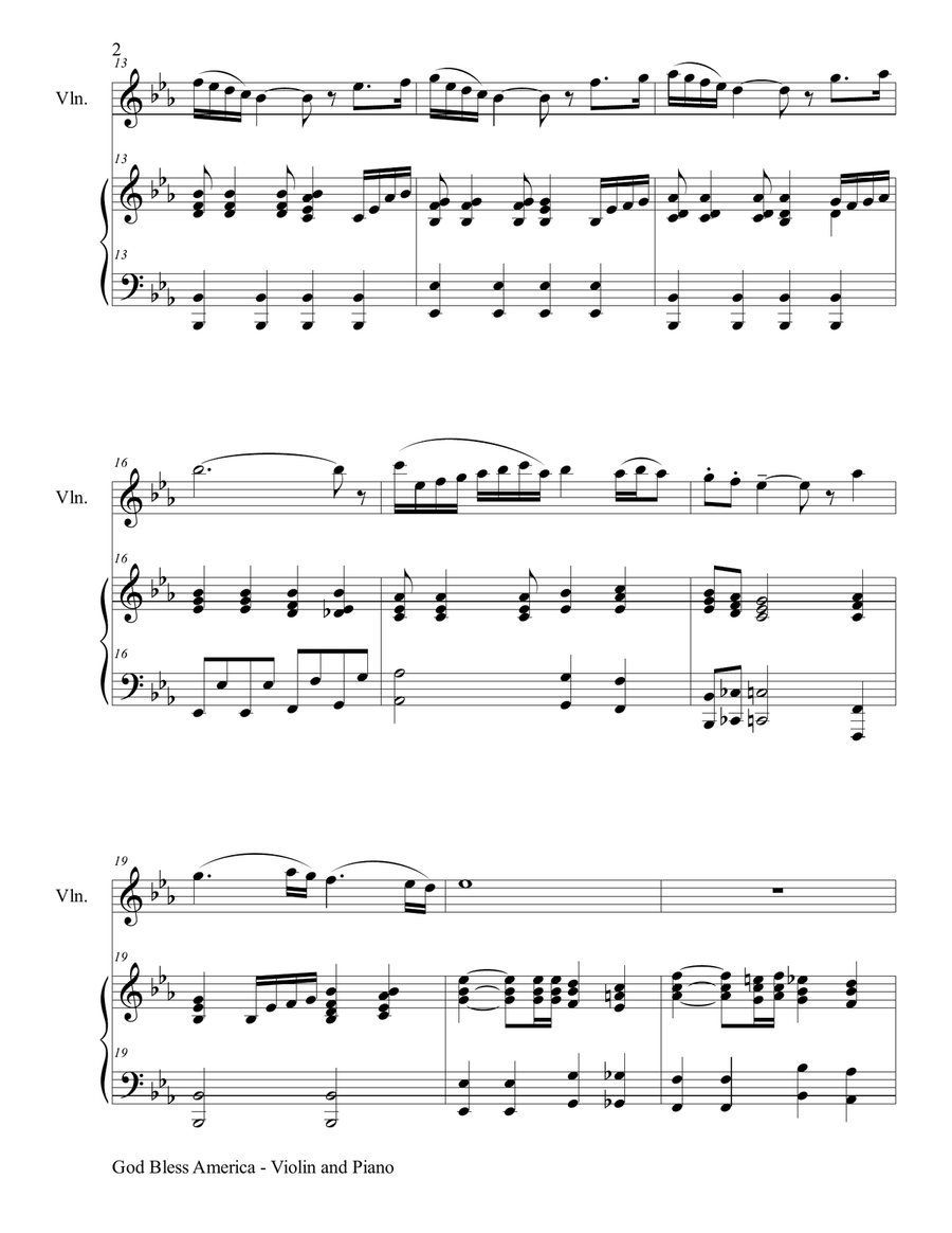 God Bless America Violin Solo scores gallery preview page 3
