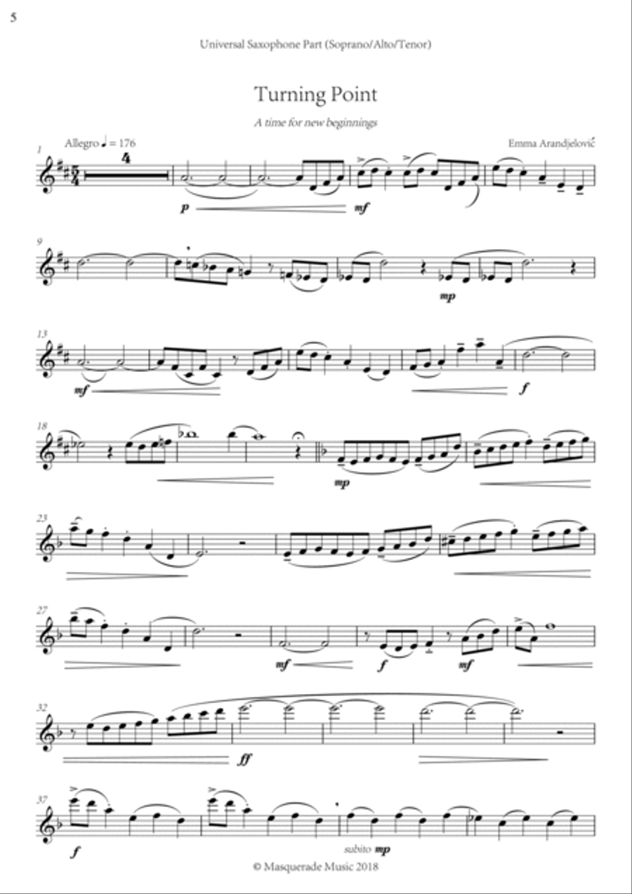 'Changing Landscapes' suite for Eb or Bb saxophone & Piano by Emma Arandjelovi Piano scores gallery preview page 6