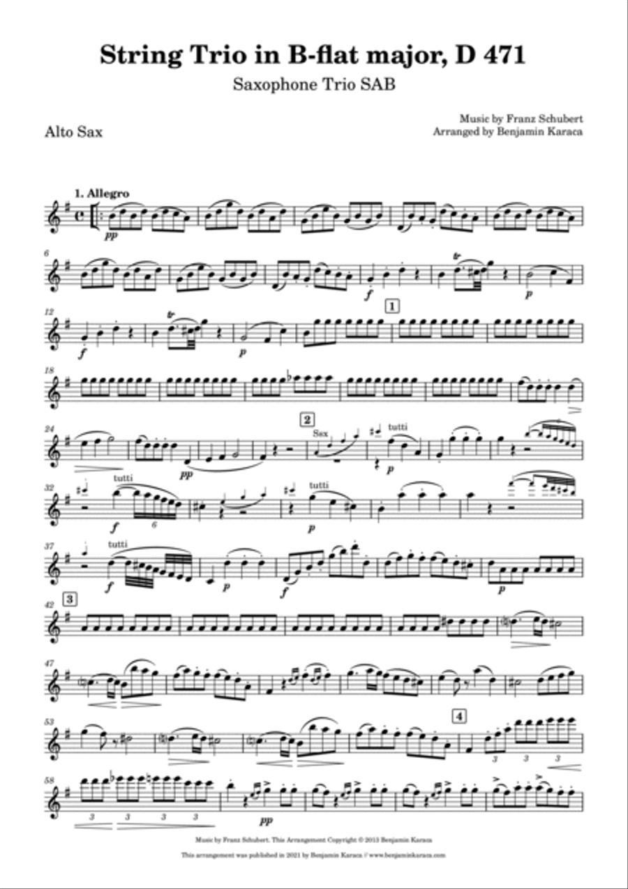 String Trio in B-flat, D 471 Woodwind Trio scores gallery preview page 6