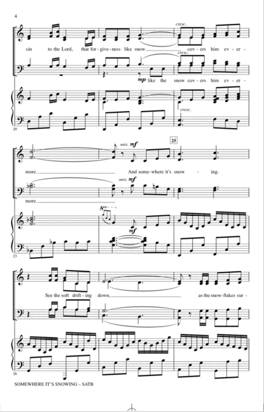 Somewhere It's Snowing (arr. John Leavitt) 4-Part scores gallery preview page 3