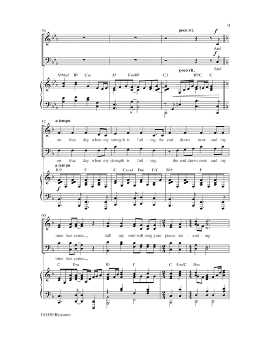 10,000 Reasons (Bless the Lord) 4-Part scores gallery preview page 9