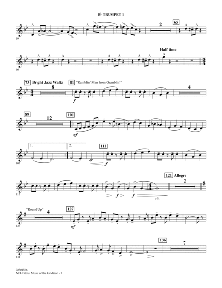 NFL Films: Music Of The Gridiron - Bb Trumpet 1 by Michael Brown Concert Band - Digital Sheet Music