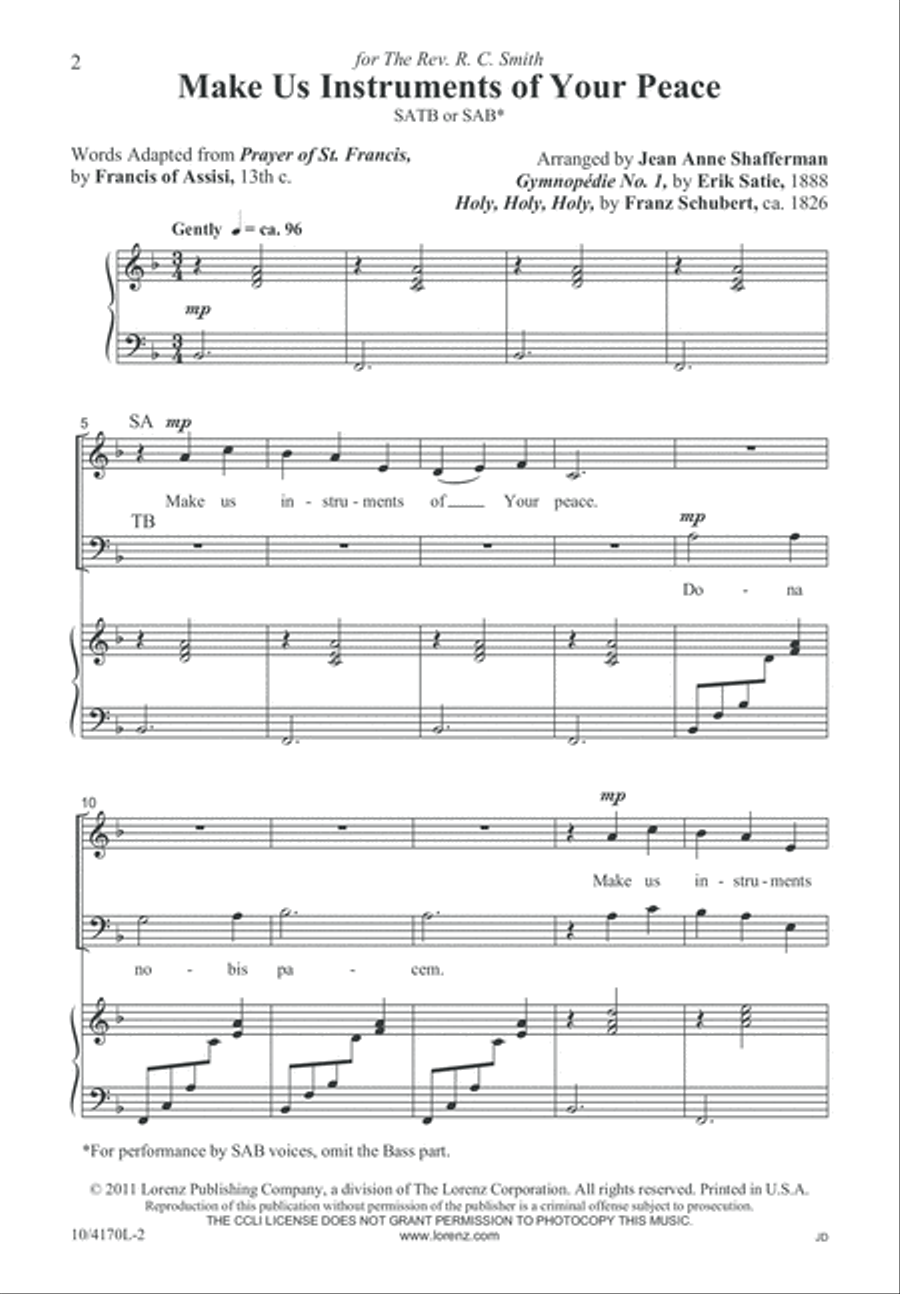 Make Us Instruments of Your Peace 4-Part scores gallery preview page 2