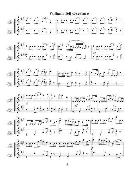 William Tell Overture (Arrangements Level 4 to 6+ for TENOR SAX + Written Acc) image number null