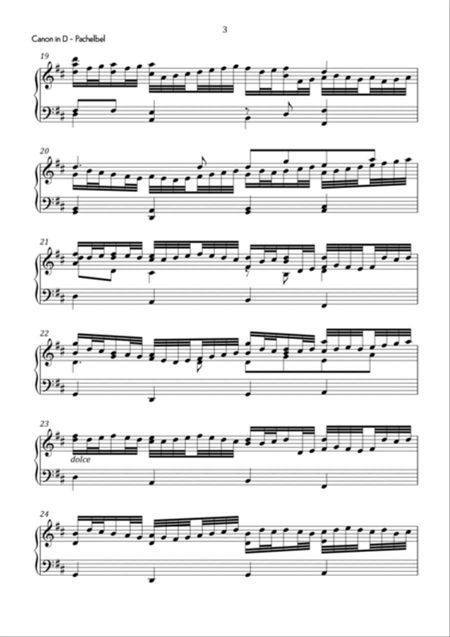 Pachelbel - Canon in D Major - Intermediate Chamber Music scores gallery preview page 4